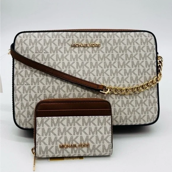 Michael Kors Large EW Crossbody Bag & Jet Set Travel MD ZA Card Case Wallet - Picture 2 of 10